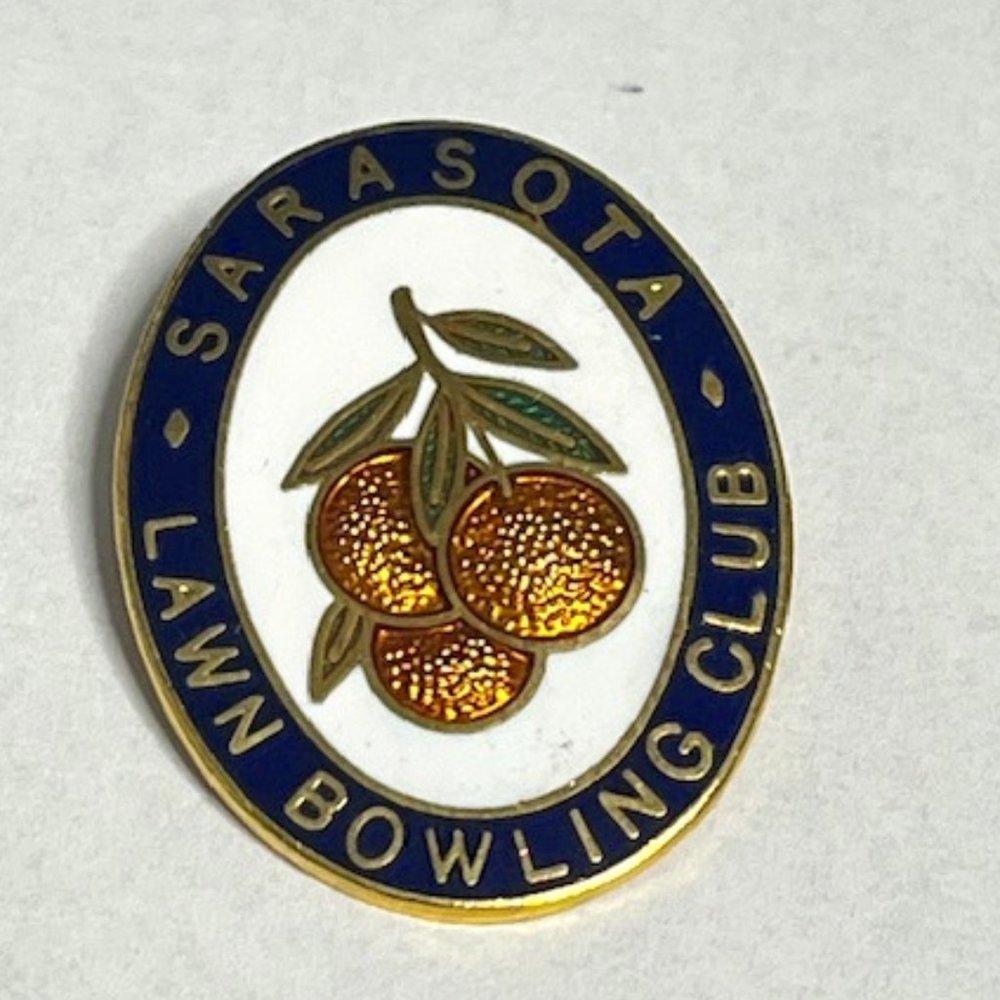 Sarasota Lawn Bowling Club Enamel Lapel Hat Clothes Pin .8"x1.25"